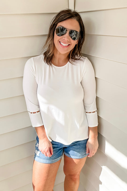 (S) J.Jill Pearl Sleeve Blouse
