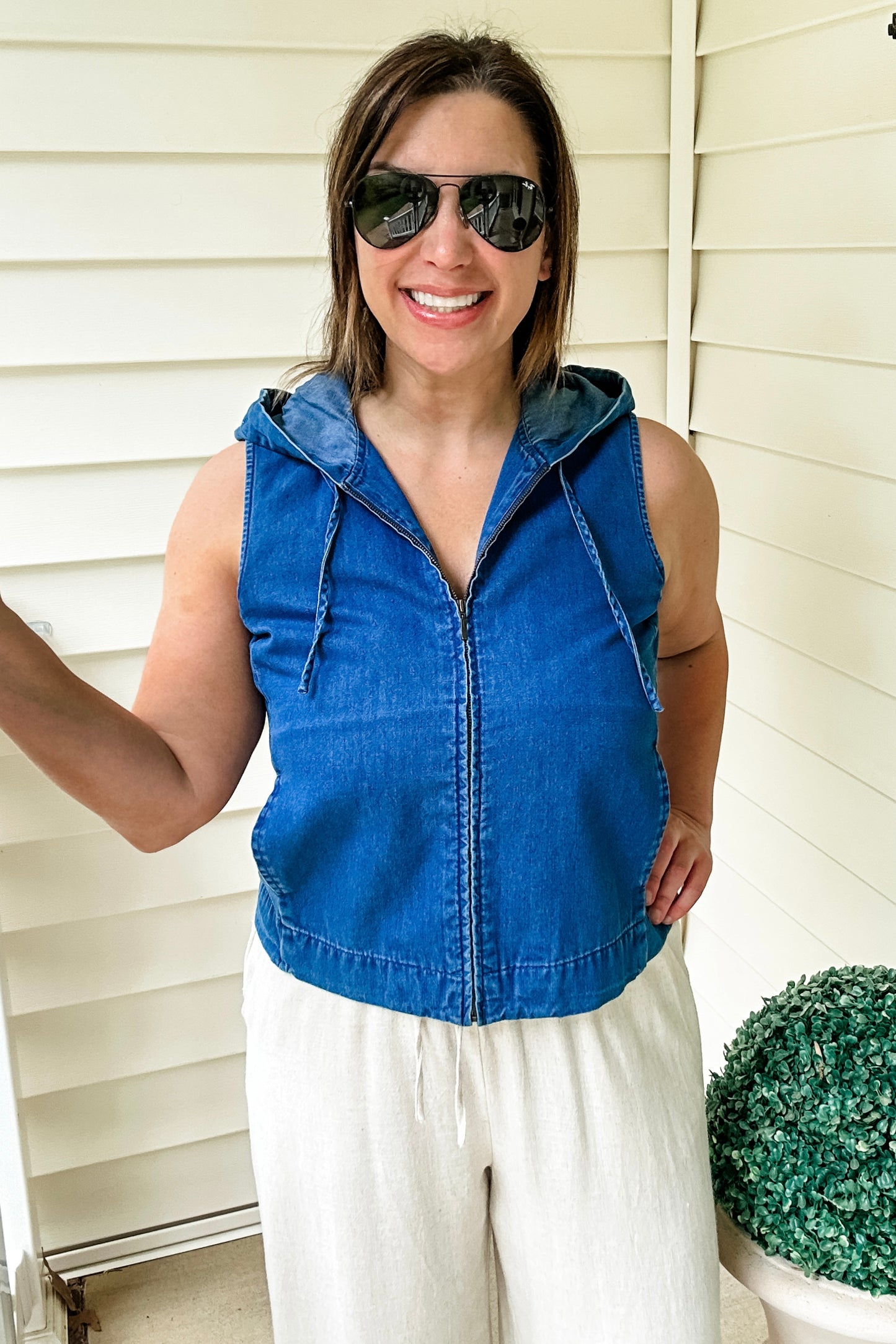 (S) Vintage Talbots Denim Hoodie Tank