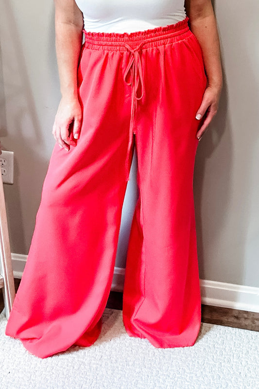 (XL) Coral Wide Leg Pant