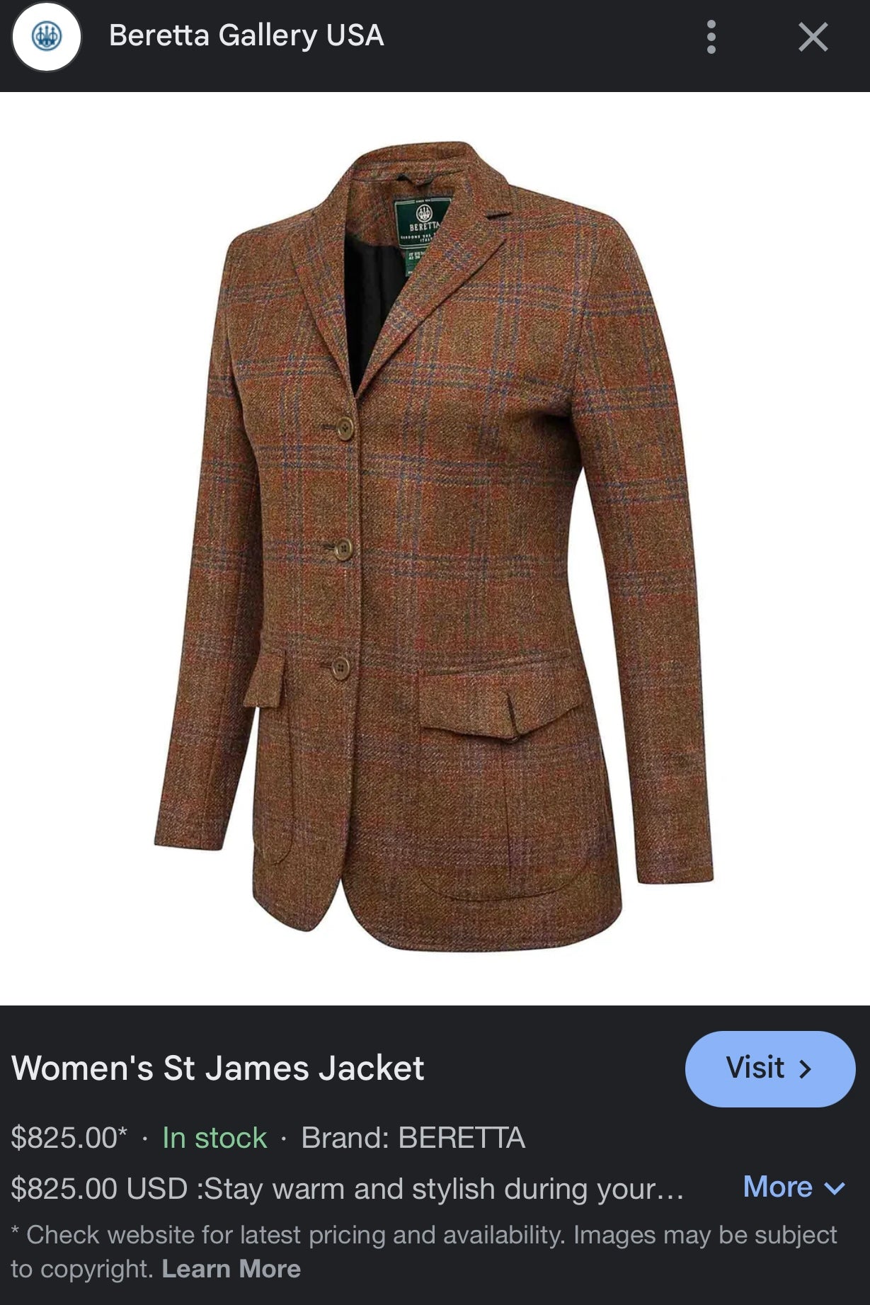 (6) Beretta Women’s Hunting Blazer