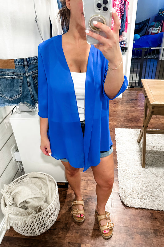 (XL) Royal Sheer Cardi