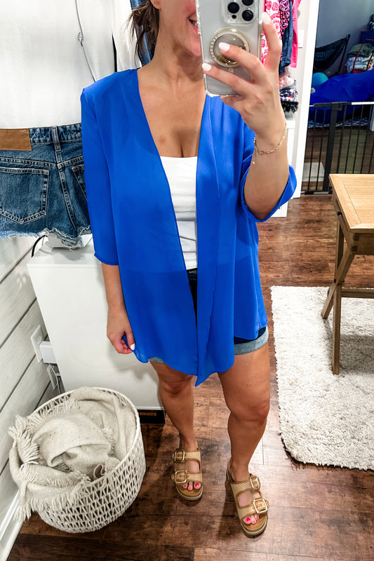 (XL) Royal Sheer Cardi