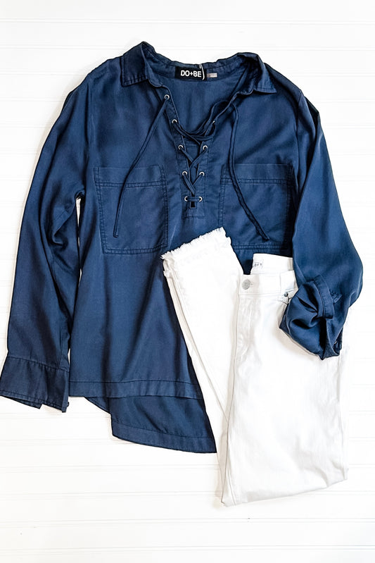 (L) Do+Be Tie Up Blouse