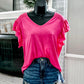 (L) Pink Ruffle Top