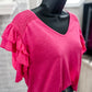 (L) Pink Ruffle Top