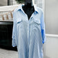 (L) Blue Stripe Button Up