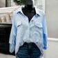(L) Blue Stripe Button Up