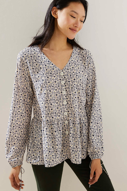 (L) Loft Floral Blouse