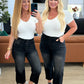 JB High Rise Button Fly Wide Leg Crop Jeans