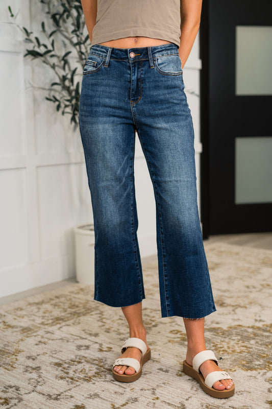 JB High Waist Back Pocket Embroidery Crop Wide