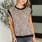 Meow's the Time Banded Hem Top in Leopard Print