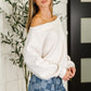 Side Hustle Off Shoulder Long Sleeve Top in Bone
