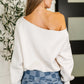 Side Hustle Off Shoulder Long Sleeve Top in Bone