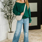 Side Hustle Off Shoulder Long Sleeve Top in  Hunter Green