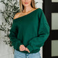 Side Hustle Off Shoulder Long Sleeve Top in  Hunter Green