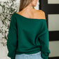 Side Hustle Off Shoulder Long Sleeve Top in  Hunter Green