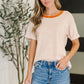 Sunbeam Shuffle Banded Round Neck Top in Orange