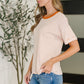 Sunbeam Shuffle Banded Round Neck Top in Orange