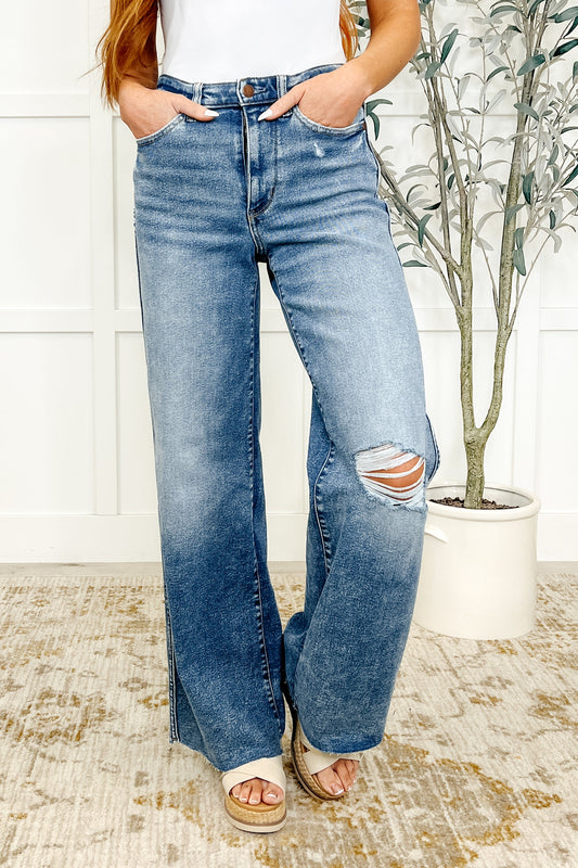 JB High Rise Vintage Wash Wide Leg Jeans
