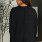 Wander & Rest Cable Ribbed Knit Drop Shoulder Top in Black