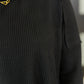 Wander & Rest Cable Ribbed Knit Drop Shoulder Top in Black