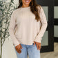 Wander & Rest Cable Ribbed Knit Drop Shoulder Top in Sand Beige